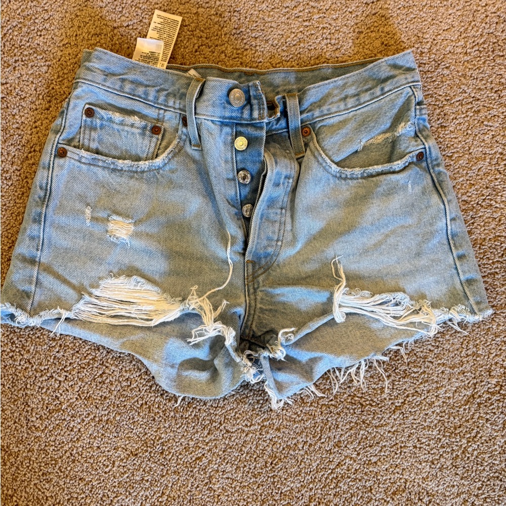 Levi’s  501 Light Blue Distressed Women's Denim Shorts